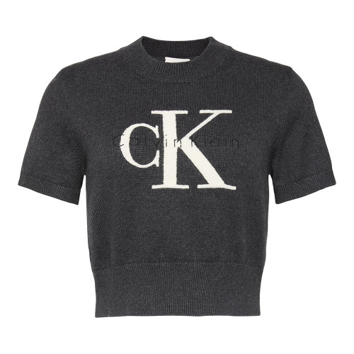 Calvin Klein Γυναικεία πλεκτή μπλούζα Monologo Cropped Jumper